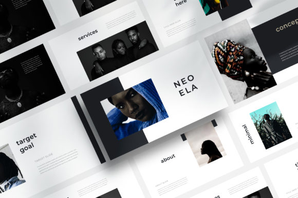 NEOELA - Google Slide Template: A Minimal Media Masterpiece